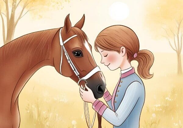 A scientific or illustrative image showing a horse and human heartbeat or energy field connection A scientific or illustrative image showing a horse and human heartbeat or energy field connection