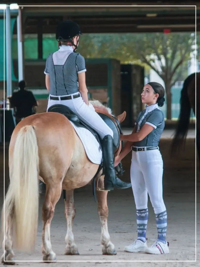 A woman sitting on the back of a horse.