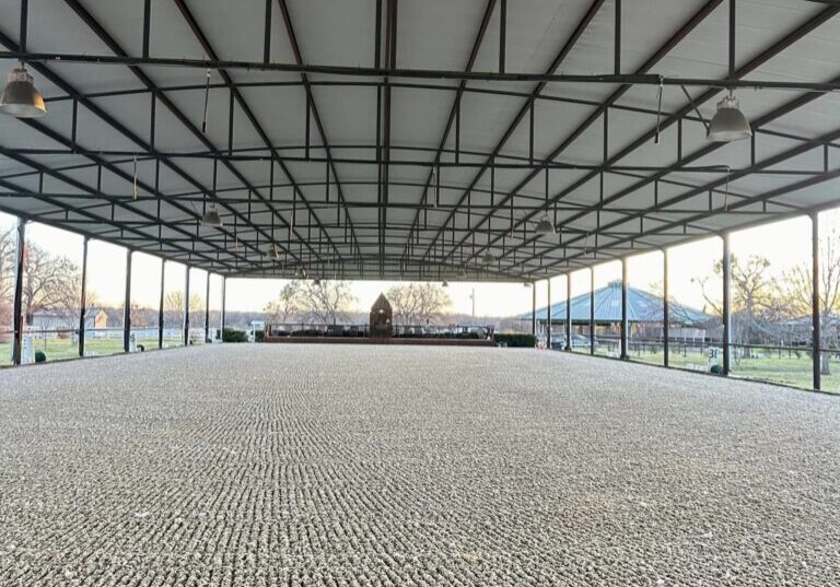 White Fences Equestrian Center | Covered Dressage Arena | Freshly dragged